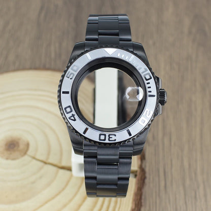 40mm NH35 Accessories Watch Case bands Sapphire for NH35 NH36 NH34 NH70 8215 2824 PT5000 Movt Black Yacht Ceramic bezel insert