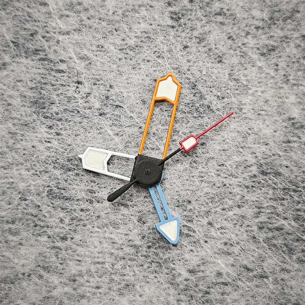 Watch Hands Orange White Blue Combination 4 Hands Green Luminous GMT Watch Accessories for NH34 Movement