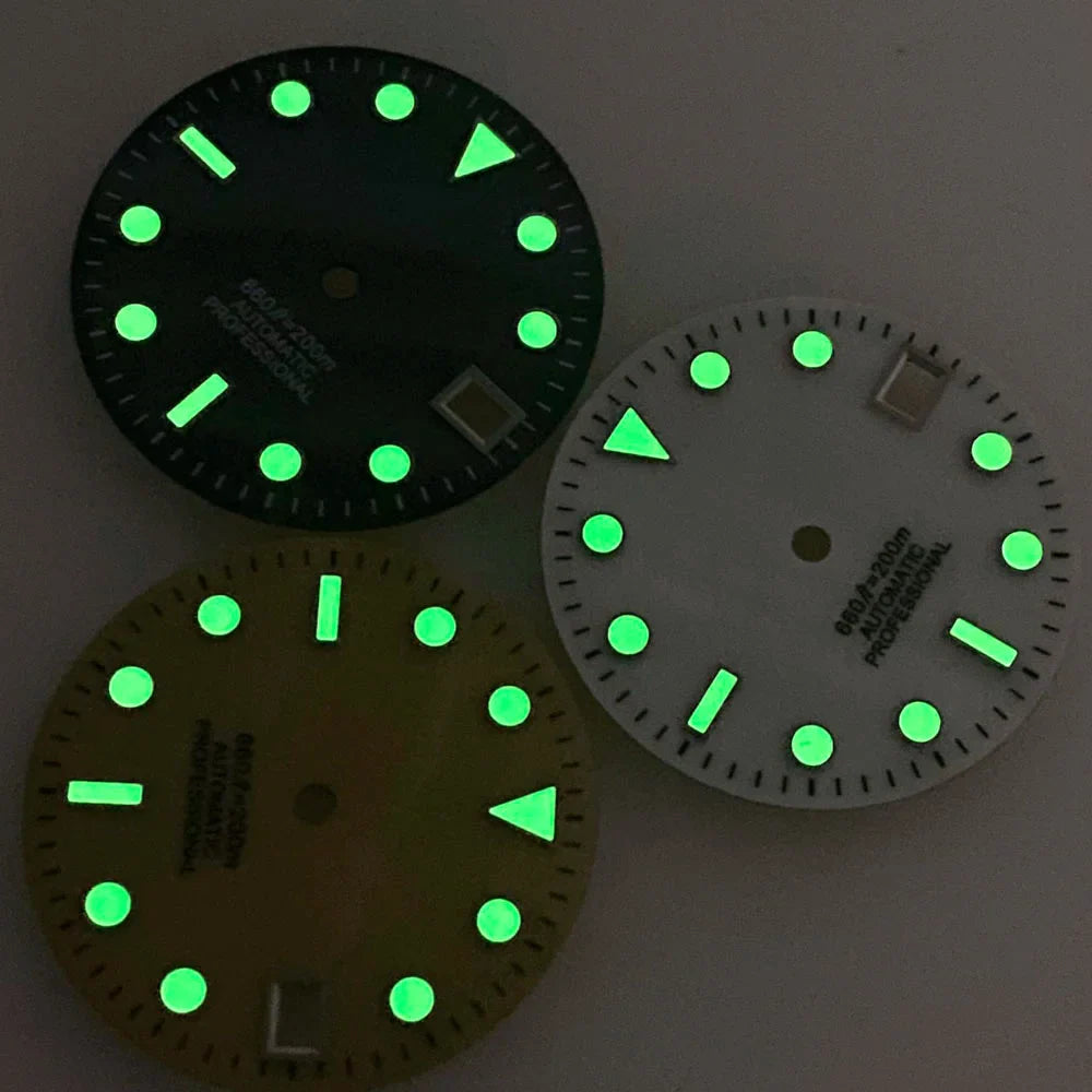 SUB MOP Watch Dial 29mm for NH 35 NH 36 D iver Watch Parts Black/Orange/White 3.8/3 dial feet  Green Luminous