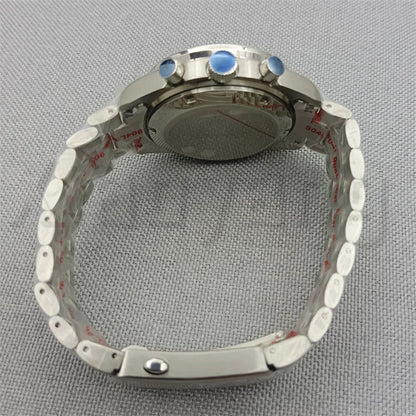 Speed Master Case 40mm VK63 Silver Watch Case Blue Green Black Silver Insert With Coated Glass For VK63 Quartz Chronograph Movement Steel Bracelet