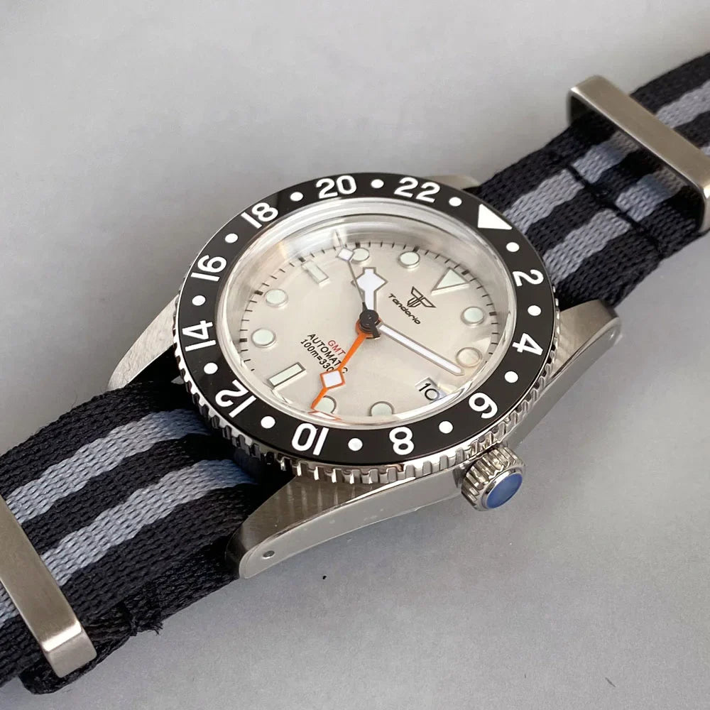 Tandorio TD218B NH34 GMT Watch 6542 homage 38mm Bubble Sapphire 20ATM 120 Click Submariner