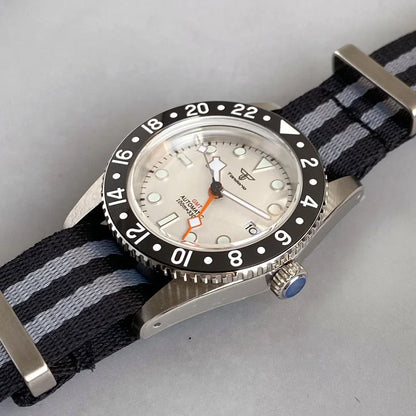 Tandorio TD218B NH34 GMT Watch 6542 homage 38mm Bubble Sapphire 20ATM 120 Click Submariner