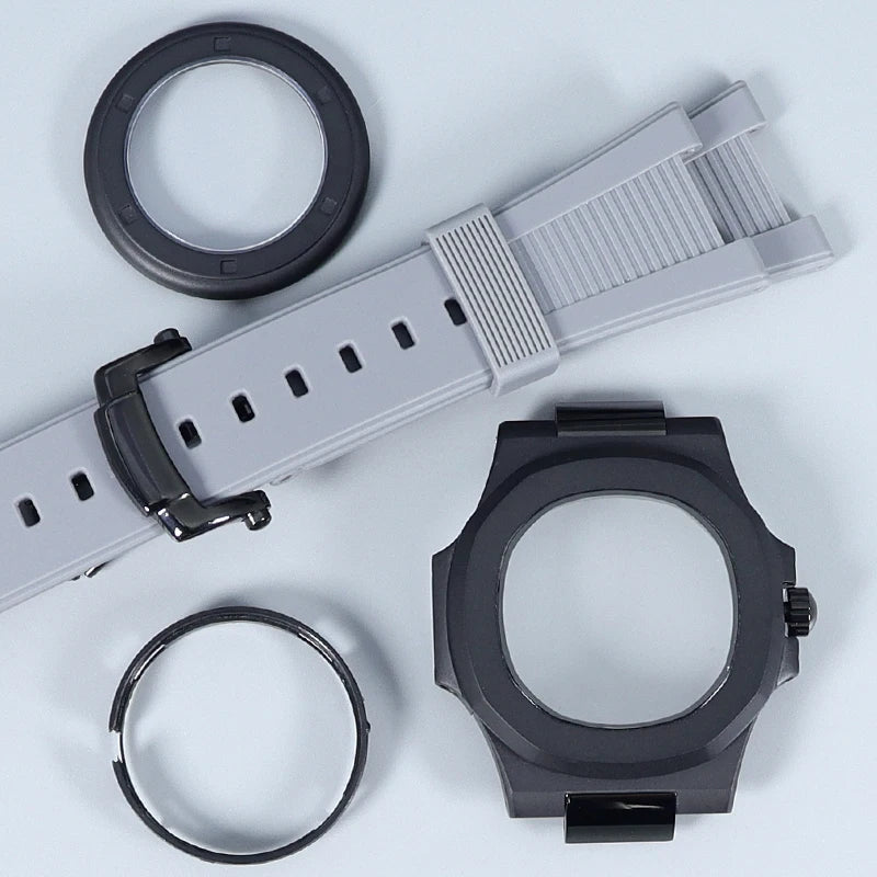 Silver/Black/Rose Gold 40mm Watch Cases Strap Parts Sapphire Glass For NH35 NH36 NH34 NH38 NH72 Movement 30.8mmDial Mod Nautilus