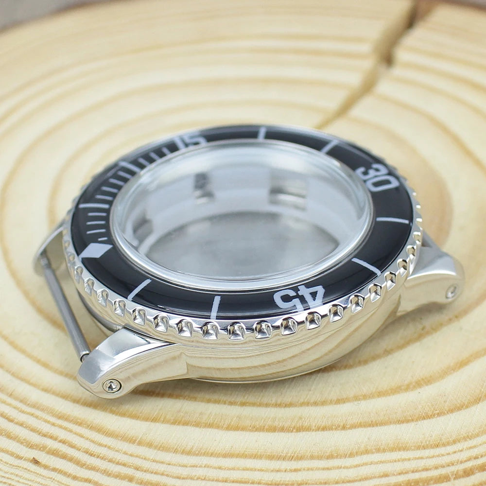 45MM Stainless Steel NH35 Watch Case 100m Waterproof Unidirectional Bezel for 50 FATHOMS NH34 NH35 NH36 NH38 Watch Accessories