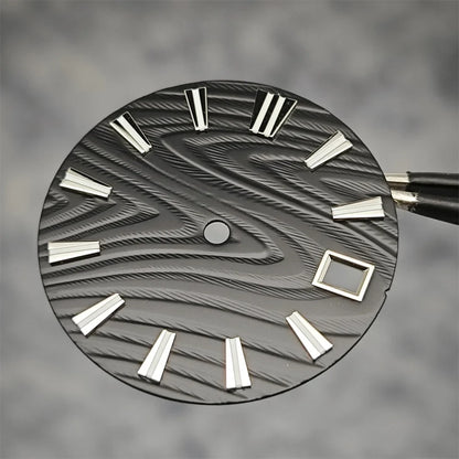 28.5mm Green Luminous Watch Dial Wood Texture Watch Faces Replace Accessories for SKX007 NH35/NH36/4R/7S Movement Watch Parts