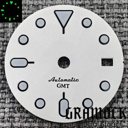 29mm Blue Red Black Orange GMT NH34 White Glossy Dial With Hands C3 Lume Fit NH34 Mechanical Watch Modified Accessories