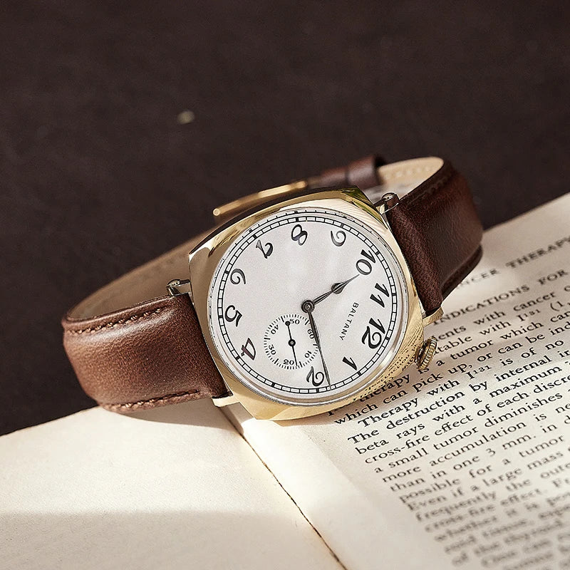 Baltany  Dress Watches Man S4046 1921 Sub-second Homage ST1701 Stainless Steels Classic Square Case Vintage Mechanical Watch