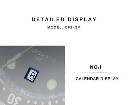 CADISEN C8245 Diver AR Sapphire MIYOTA 8215 Mechanical Wristwatch Ceramic Ring 10Bar Luminous