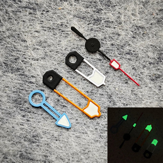 Watch Hands Orange White Blue Combination 4 Hands Green Luminous GMT Watch Accessories for NH34 Movement