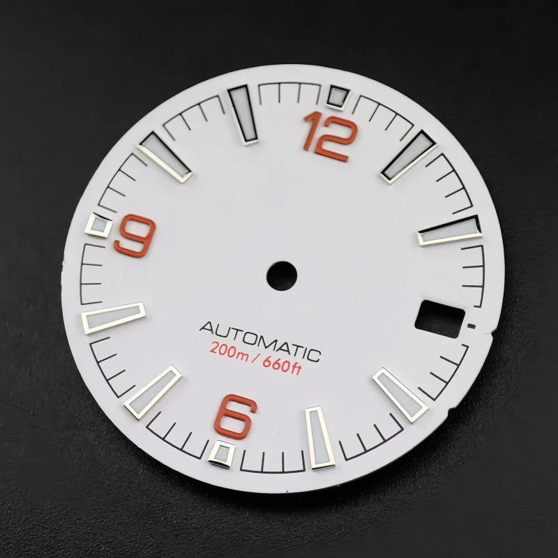 Quality Sea 600m Style Watch Dial With C3 Bgw9 Green Blue Luminous For Nh35 Nh36 Mechanical Movement Skx007 Case 28.5mm Dial