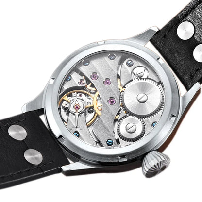 Corgeut 6025 pilot ST3600 Manual Mechanical sub second Sapphire Mirror 44mm 5ATM Glass Back