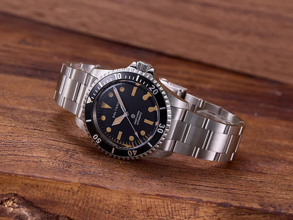 Baltany S3075 Vintage MilSubmariner Watch Rotation Bezel Brushed Bracelect Luminou Leather Sapphire Stainless Steel Dive Watches