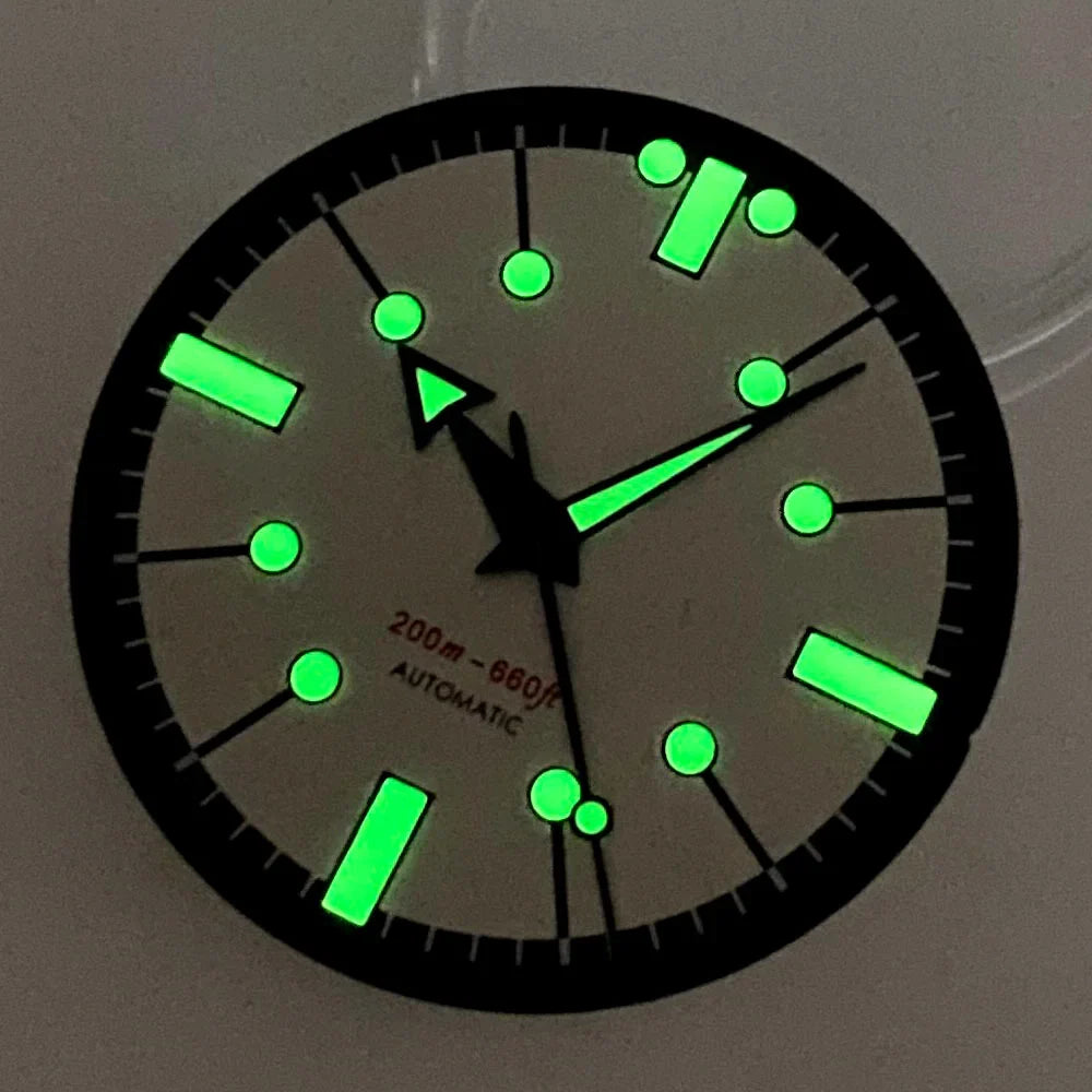 Sterile 31mm Silver Watch Dial for Seik0 N H35 N H36 Movement Green Luminous Di ving Wristwatch Accessories