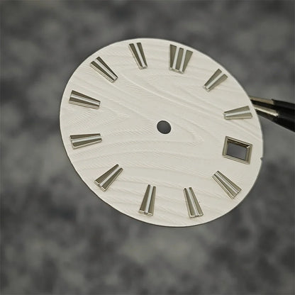 28.5mm Green Luminous Watch Dial Wood Texture Watch Faces Replace Accessories for SKX007 NH35/NH36/4R/7S Movement Watch Parts