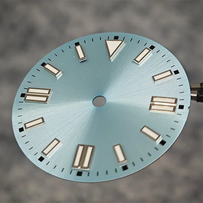 28.5mm Watch Dial Sunray Texture Dial Double Strips Nails Green Luminous Watch Faces for NH35/ 8215/ 2813/ 2836 Movements