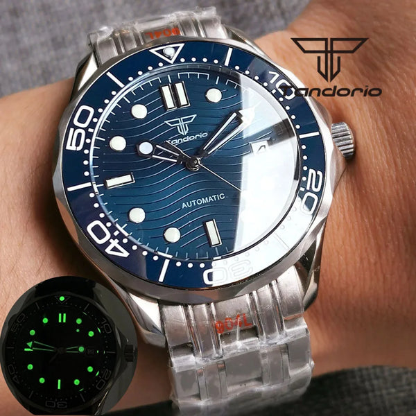 Tandorio 41mm NH35A PT5000 Diver SapphireCeramic seamaster 5Bar TD221