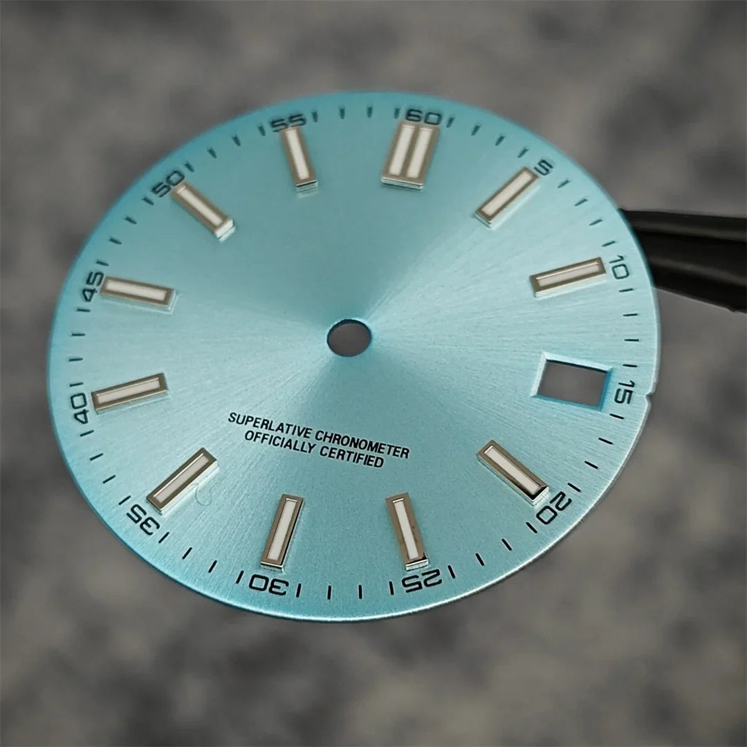 NH35 Watch Dial 28.5mm Log Modified Dial BGW9 Blue Green Luminous Watch Face Modified Watch Accessories for NH35 NH36 movements