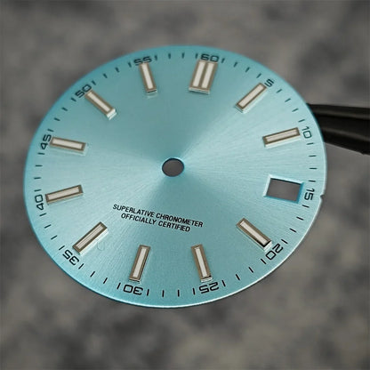 NH35 Watch Dial 28.5mm Log Modified Dial BGW9 Blue Green Luminous Watch Face Modified Watch Accessories for NH35 NH36 movements