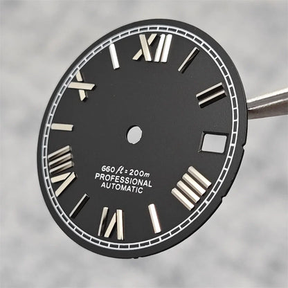 Suitable for NH35A/4R35 Movement Watch Dial 28.5mm Roman Numeral Surface Watch Faces Men's Watches Replacement Accessories