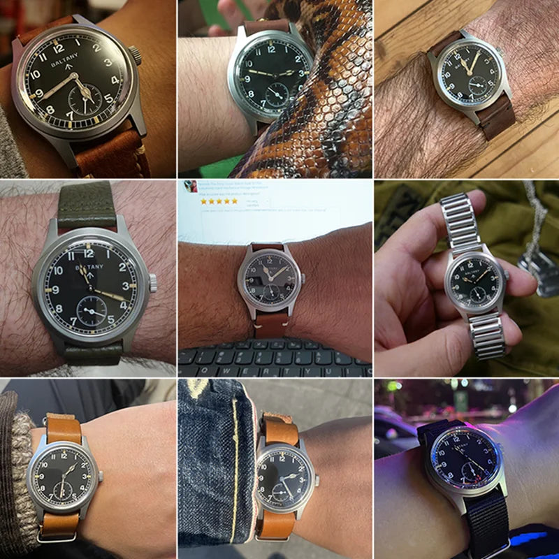 Custom logo watch Baltany S2025 D12 Retro Military Watch 36mm Swiss Luminous 10ATM Seagull  ST1701 Mechanical Watch