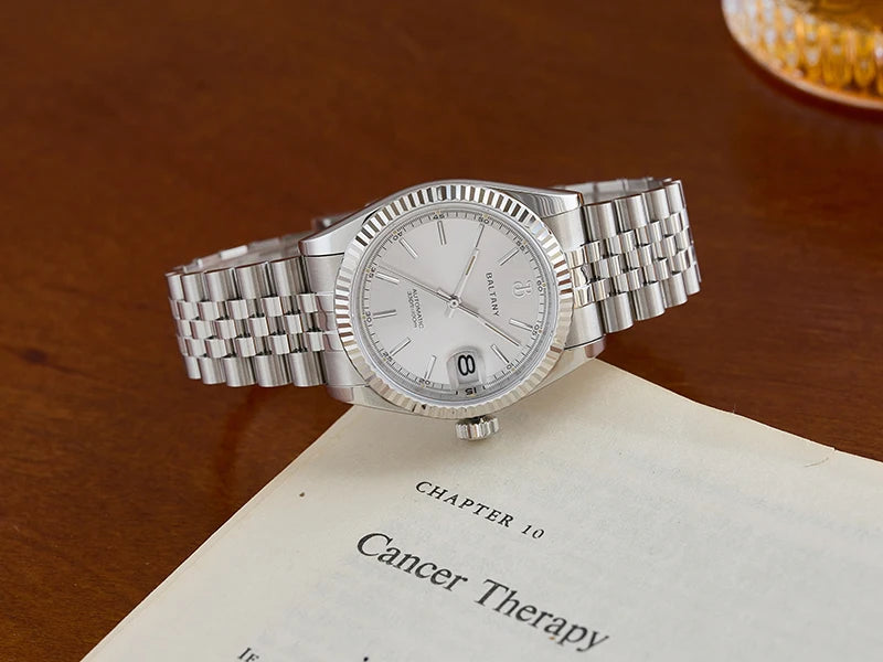 Baltany 36mm Dress Gold Watch S4084 Customizable DateJust  NH35 Automatic  Ar sapphire Swiss Lume Fluted case