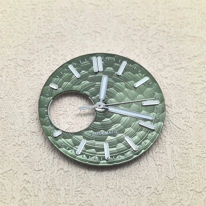 28.5mm Honeycomb Texture Watch Dial Hands Set Green Luminous Faces for NH34 NH38 Movement