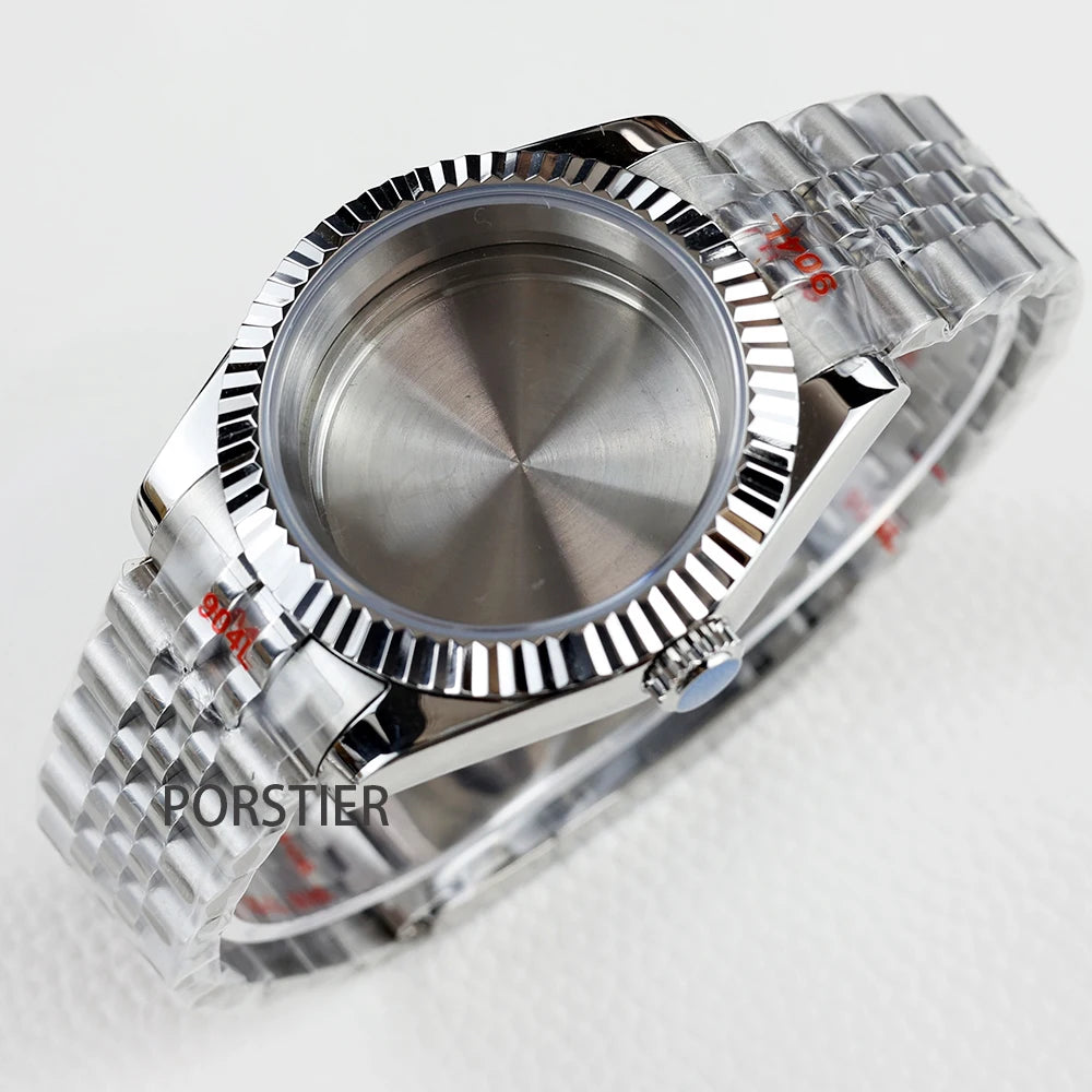 36/39mm NH35 Watch Case Stainless steel Sapphire Glass Transparent Back Cover for Seiko NH35 NH36 movement Datejust Oyster Strap