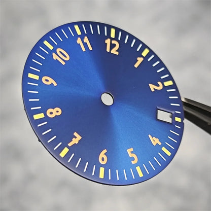 28.5MM Watch Dial NH35 Digital Dial Green Luminous Watch Faces Watch Modification Accessories for NH35/ NH36/ 4R/ 7S Movement