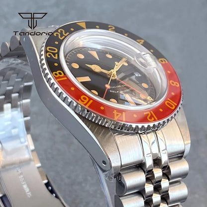 Tandorio NH34 GMT Watch 6542 homage 38mmTD218S Sapphire 20BAR Diver 24H Glass Bezel Sapphire