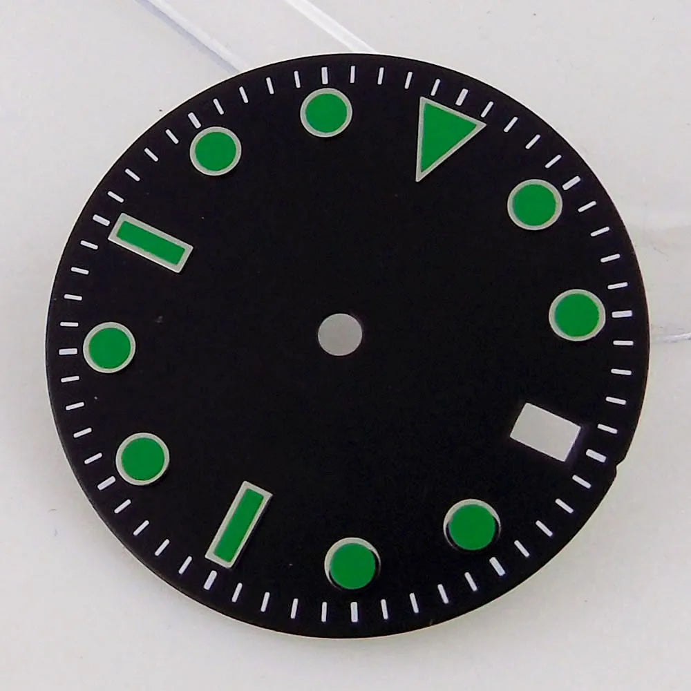 SU B Watch Part 28.5mm Watch Dial for NH 35 NH 36 NH 37 NH 38 NH 39 NH 70 NH 72 Di ver Wristwatch Parts Green/Black Index Repair Tool