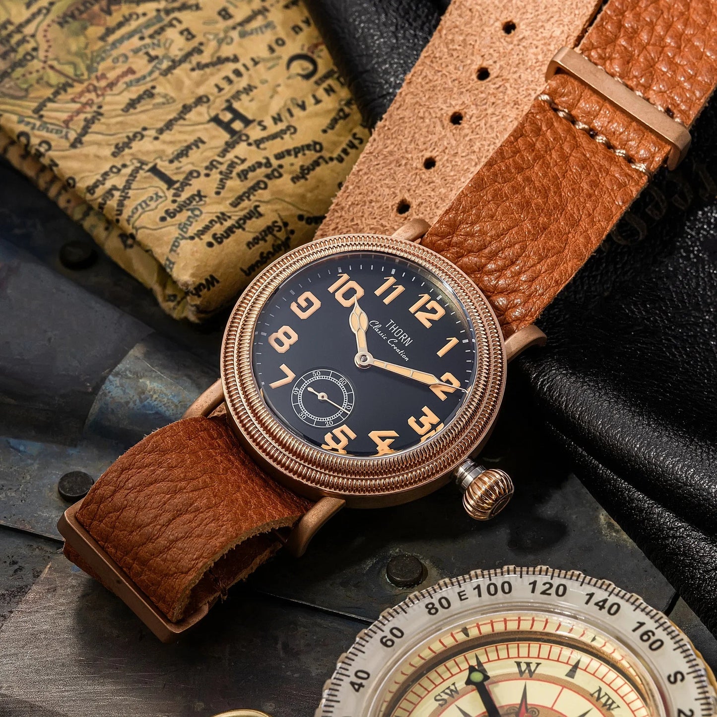 THORN T013 36mm Vintage Pilot Watch ST1700 Manual winding Sub Second Swiss luminous Sapphire