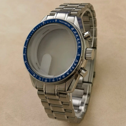 40mm VK63 Stainless Steel Case Strap Moonswatch Style Moon Back Cover Fit VK63 Quartz Movement Gold Word Bezel Watch Accessories