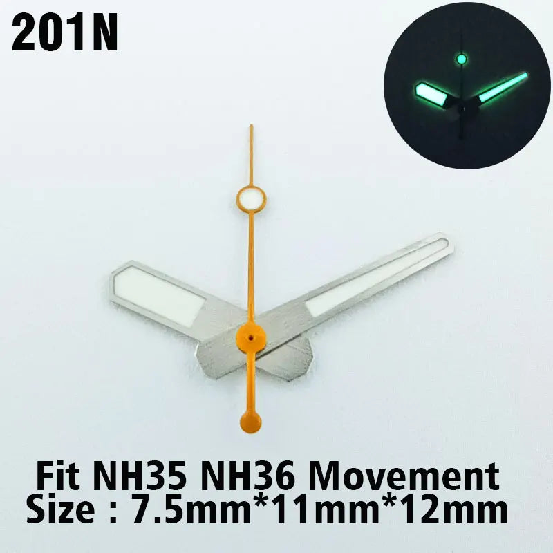 Watch hands NH series 35 36 hands Green glow in the dark hands seconds Watch accessories for NH series 35 36 movement assembly