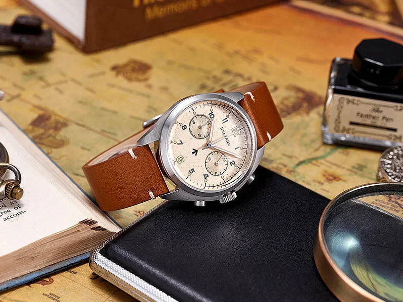 Customizable Watch Baltany 39mm Vk64 Quartz  Military watch Chrono RAF 6BB Homage Multifunction Chronograph 5bar AR Sapphire Swiss Lume