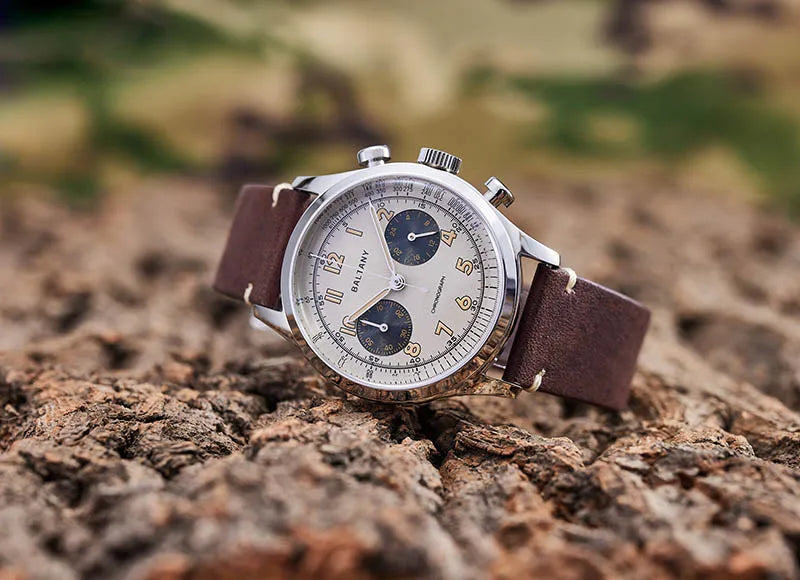 Baltany S5034 Quartz Chronograph Wristwatches 39mm Sapphire Crystal Panda Dial StainlessSteel Retro Super Luminous Vintage Watch