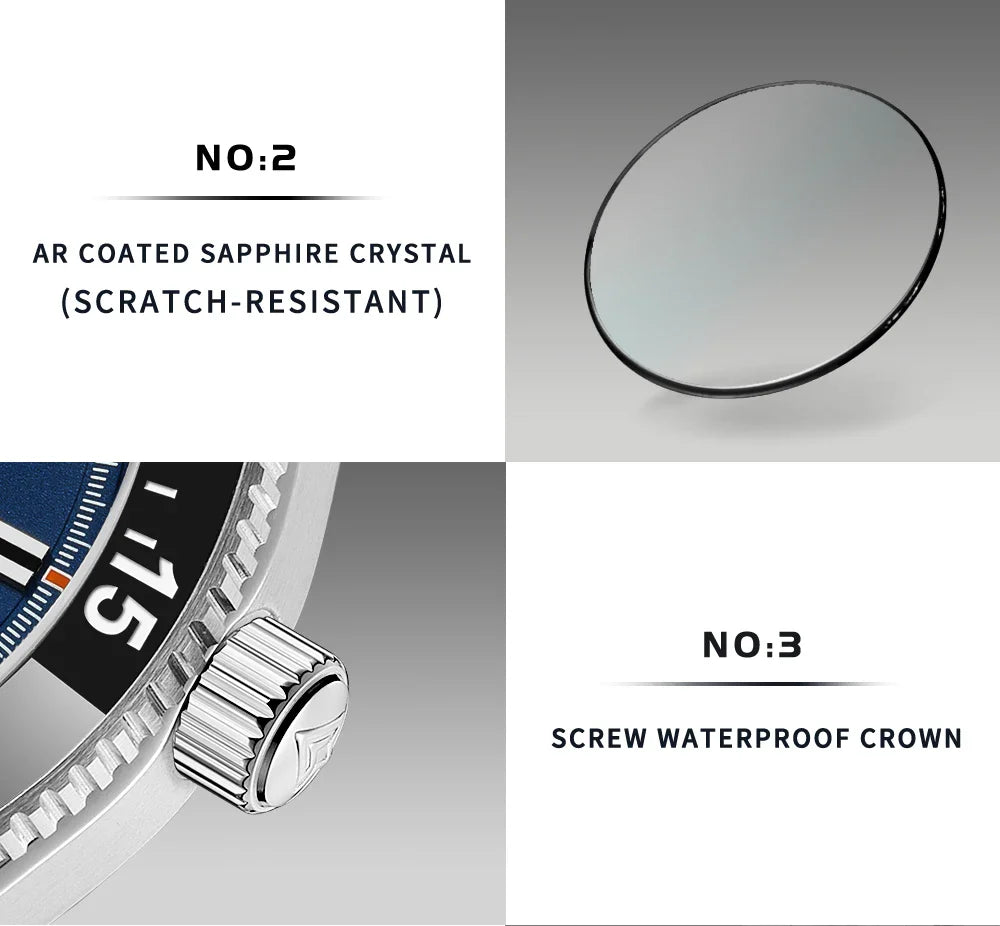 CADISEN C8237 Dive Watch BB58 Japan NH35A Ceramic Bezel 10Bar AR sapphire 40MM