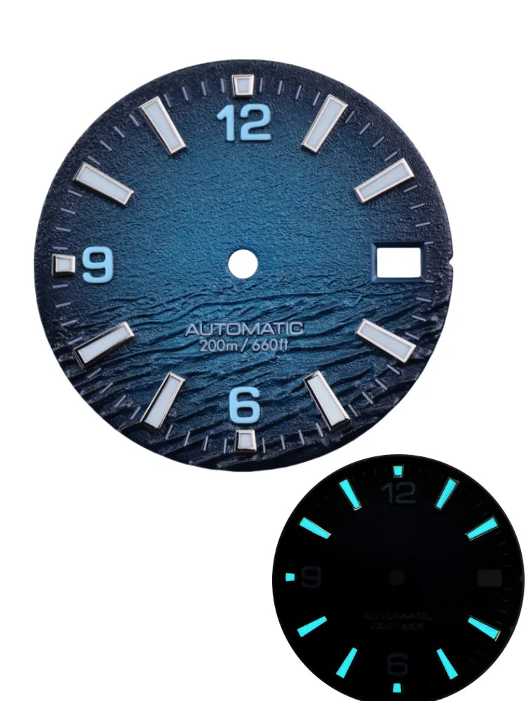 wave dial New Style Sea High Quality 28.5mm Diving Watch 3 Or 3.8 Crown Dial Face With C3 Bgw9 Luminous For Seik Nh35 Movement Skx007 Mods