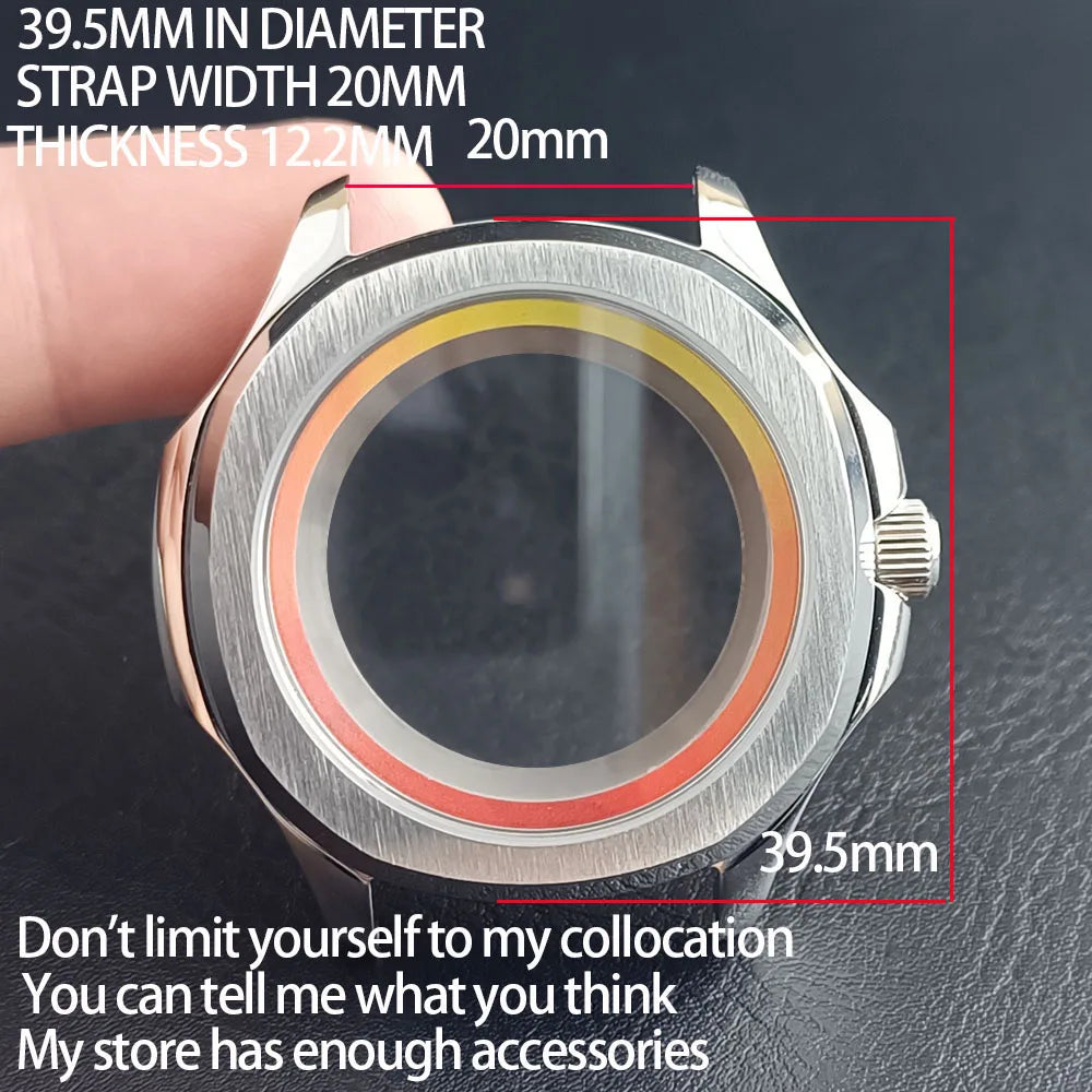 39.5MM Stainless Steel Sapphire Glass Waterproof Case Have Inner Ring FIT NH 35 NH36 NH70 Movement Watch Parts Accessories