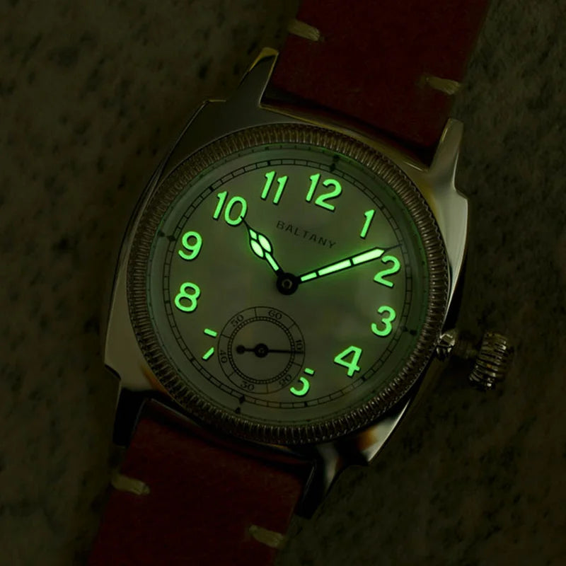 Baltany 1926 Vintage Dress Wristwatches S4036 Square Case Sub Seconds Luminou 20ATM Stainless Steel Automatic Mechanical Watches