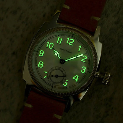 Baltany 1926 Vintage Dress Wristwatches S4036 Square Case Sub Seconds Luminou 20ATM Stainless Steel Automatic Mechanical Watches