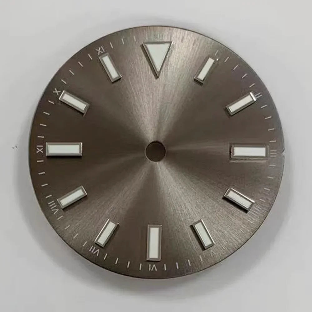 28.5mm Sunray Watch Dial Stripe Nails Green Luminous Font Modified Watch Accessories Suitable for NH35/8215/2836 Movement