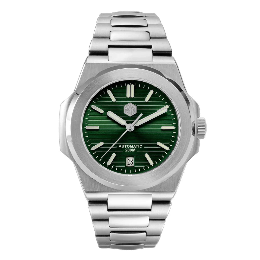 San Martin SN0076 42mm PT5000 Sw200 Automatic Dress Watch 20bar AR Sapphire BGW9 Lume