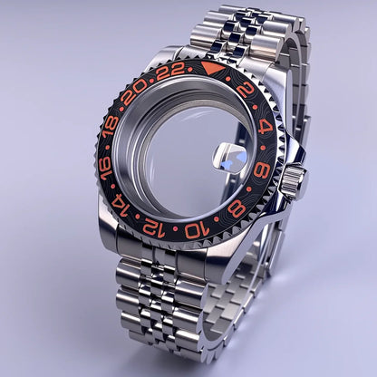 40mm SUB Case NH35 Sliver with Sapphire Crystal 120 Click Compatible with NH34/NH35/NH36 Movements Water-Resistant 28.5mm Dial
