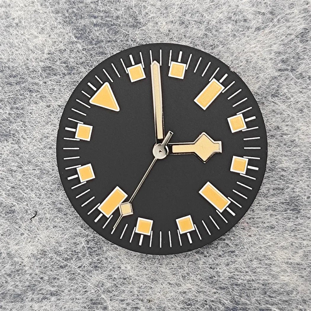 28.5mm Green Luminous Watch Faces Retro Watch Dial + Watch Hands Modified Dial Men's Watches Accessories for NH35/ NH36 Movement