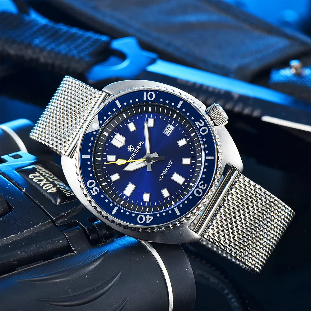 45MM PARNSRPE Big Abalone Automatic NH35 Movement Aseptic Dial Sapphire Diver 20 Bar Turtle