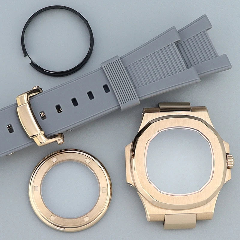 Silver/Black/Rose Gold 40mm Watch Cases Strap Parts Sapphire Glass For NH35 NH36 NH34 NH38 NH72 Movement 30.8mmDial Mod Nautilus