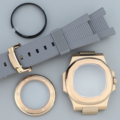 Silver/Black/Rose Gold 40mm Watch Cases Strap Parts Sapphire Glass For NH35 NH36 NH34 NH38 NH72 Movement 30.8mmDial Mod Nautilus