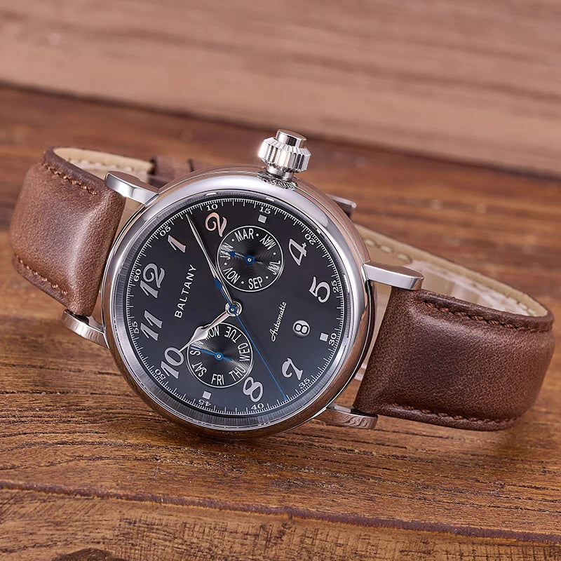 Baltany Pilot Watch Men S6048 9122 Automatic Watch Hardening Process Vickers 500HV Waterproof Luxary Mechanical Wristwatch Man