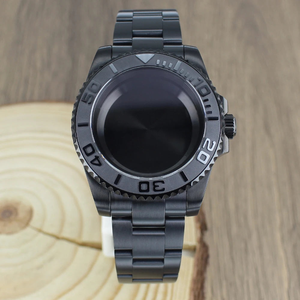 40mm NH35 Accessories Watch Case bands Sapphire for NH35 NH36 NH34 NH70 8215 2824 PT5000 Movt Black Yacht Ceramic bezel insert