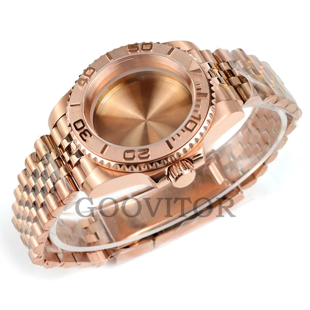 NH35 Watch Case 40mm For GMT YACHT-MASTER Seiko NH34/NH35/NH36/NH38 Movement Rose Gold Jubilee Bracelet Submariner NH35 Case